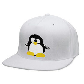Кепка снепбек с прямым козырьком с принтом Битовый пингвин Linux в Екатеринбурге, хлопок 100% |  | админам | компьютерные | линукс | операционная система | ос