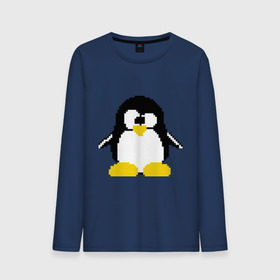 Мужской лонгслив хлопок с принтом Битовый пингвин Linux в Екатеринбурге, 100% хлопок |  | админам | компьютерные | линукс | операционная система | ос