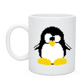 Кружка с принтом Битовый пингвин Linux в Екатеринбурге, керамика | объем — 330 мл, диаметр — 80 мм. Принт наносится на бока кружки, можно сделать два разных изображения | админам | компьютерные | линукс | операционная система | ос