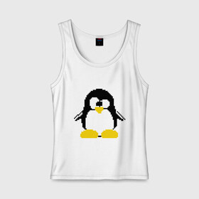 Женская майка хлопок с принтом Битовый пингвин Linux в Екатеринбурге, 95% хлопок, 5% эластан |  | админам | компьютерные | линукс | операционная система | ос