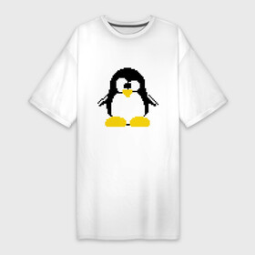 Платье-футболка хлопок с принтом Битовый пингвин Linux в Екатеринбурге,  |  | админам | компьютерные | линукс | операционная система | ос