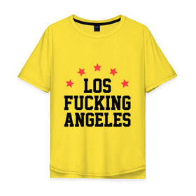 Мужская футболка хлопок Oversize с принтом Los Fucking Angeles в Екатеринбурге, 100% хлопок | свободный крой, круглый ворот, “спинка” длиннее передней части | Тематика изображения на принте: america | usa | америка | лос анджелес | лос анжелес | политические | страны | сша | штаты