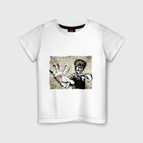Детская футболка хлопок с принтом Bruce Lee в Екатеринбурге, 100% хлопок | круглый вырез горловины, полуприлегающий силуэт, длина до линии бедер | Тематика изображения на принте: брюс ли