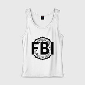 Женская майка хлопок с принтом FBI LOGO в Екатеринбурге, 95% хлопок, 5% эластан |  | fbi | federal bureau of investigation | америка | спецслужбы | сша | фбр | федеральное бюро расследований