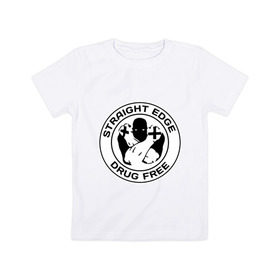 Детская футболка хлопок с принтом Streght edge (sXe) (3) в Екатеринбурге, 100% хлопок | круглый вырез горловины, полуприлегающий силуэт, длина до линии бедер | drug free | hardcore | streght edge | sxe | музыка