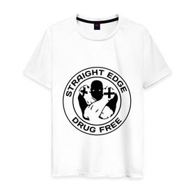 Мужская футболка хлопок с принтом Streght edge (sXe) (3) в Екатеринбурге, 100% хлопок | прямой крой, круглый вырез горловины, длина до линии бедер, слегка спущенное плечо. | drug free | hardcore | streght edge | sxe | музыка
