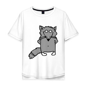 Мужская футболка хлопок Oversize с принтом Хитрый лис в Екатеринбурге, 100% хлопок | свободный крой, круглый ворот, “спинка” длиннее передней части | лис | лисенок | смешной лис