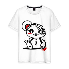 Мужская футболка хлопок с принтом Медвежонок-зомби в Екатеринбурге, 100% хлопок | прямой крой, круглый вырез горловины, длина до линии бедер, слегка спущенное плечо. | 