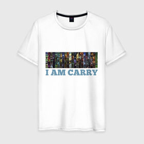 Мужская футболка хлопок с принтом I am carry в Екатеринбурге, 100% хлопок | прямой крой, круглый вырез горловины, длина до линии бедер, слегка спущенное плечо. | games | i am carry | league of legends | lol | лига легенд