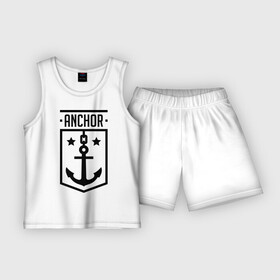 Детская пижама с шортами хлопок с принтом Anchor Shield в Екатеринбурге,  |  | anchor shield | анкор | море | морская тема | моряк | якорь | яхтклуб