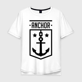 Мужская футболка хлопок Oversize с принтом Anchor Shield в Екатеринбурге, 100% хлопок | свободный крой, круглый ворот, “спинка” длиннее передней части | anchor shield | анкор | море | морская тема | моряк | якорь | яхтклуб