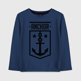 Детский лонгслив хлопок с принтом Anchor Shield в Екатеринбурге, 100% хлопок | круглый вырез горловины, полуприлегающий силуэт, длина до линии бедер | anchor shield | анкор | море | морская тема | моряк | якорь | яхтклуб