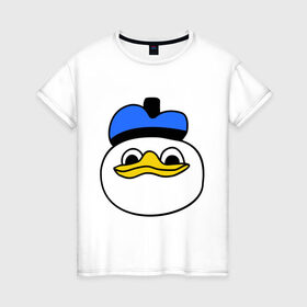 Женская футболка хлопок с принтом Утка мем в Екатеринбурге, 100% хлопок | прямой крой, круглый вырез горловины, длина до линии бедер, слегка спущенное плечо | bad | мем | утенок | утка