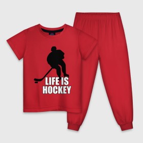 Детская пижама хлопок с принтом Life is hockey (Хоккей - это жизнь) в Екатеринбурге, 100% хлопок |  брюки и футболка прямого кроя, без карманов, на брюках мягкая резинка на поясе и по низу штанин
 | hockey | life is hockey | хоккеист | хоккей | хоккей   это жизнь