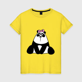 Женская футболка хлопок с принтом Милая пандочка в Екатеринбурге, 100% хлопок | прямой крой, круглый вырез горловины, длина до линии бедер, слегка спущенное плечо | панда