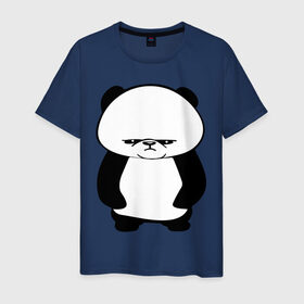 Мужская футболка хлопок с принтом Серьезная панда. в Екатеринбурге, 100% хлопок | прямой крой, круглый вырез горловины, длина до линии бедер, слегка спущенное плечо. | панда