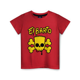 Детская футболка хлопок с принтом El Barto в Екатеринбурге, 100% хлопок | круглый вырез горловины, полуприлегающий силуэт, длина до линии бедер | кости | мексика симпсон | прикольная картинка | череп