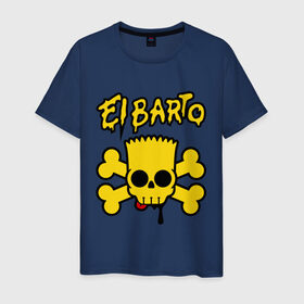 Мужская футболка хлопок с принтом El Barto в Екатеринбурге, 100% хлопок | прямой крой, круглый вырез горловины, длина до линии бедер, слегка спущенное плечо. | кости | мексика симпсон | прикольная картинка | череп