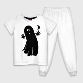 Детская пижама хлопок с принтом Приведение в Екатеринбурге, 100% хлопок |  брюки и футболка прямого кроя, без карманов, на брюках мягкая резинка на поясе и по низу штанин
 | луна | месяц | привидение | призрак | страшилка