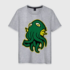 Мужская футболка хлопок с принтом Осьминог в Екатеринбурге, 100% хлопок | прямой крой, круглый вырез горловины, длина до линии бедер, слегка спущенное плечо. | животные | морские животные | осьминог