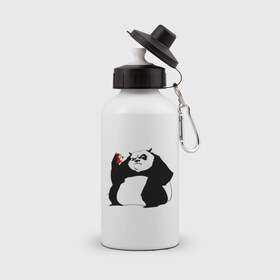 Бутылка спортивная с принтом Жирная панда в Екатеринбурге, металл | емкость — 500 мл, в комплекте две пластиковые крышки и карабин для крепления | панда