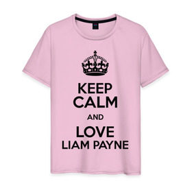 Мужская футболка хлопок с принтом Keep calm and love Liam Payne в Екатеринбурге, 100% хлопок | прямой крой, круглый вырез горловины, длина до линии бедер, слегка спущенное плечо. | 1d | keep calm | liam payne | music | one direction | лиам пейн