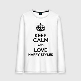 Мужской лонгслив хлопок с принтом Keep calm and love Harry Styles в Екатеринбурге, 100% хлопок |  | 1d | harry styles | keep calm | music | one direction | гарри стайлс