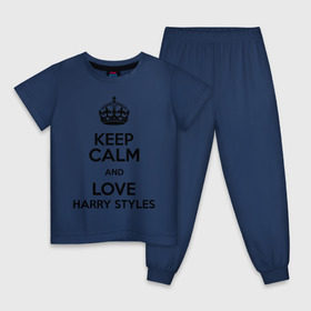 Детская пижама хлопок с принтом Keep calm and love Harry Styles в Екатеринбурге, 100% хлопок |  брюки и футболка прямого кроя, без карманов, на брюках мягкая резинка на поясе и по низу штанин
 | 1d | harry styles | keep calm | music | one direction | гарри стайлс
