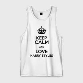 Мужская майка хлопок с принтом Keep calm and love Harry Styles в Екатеринбурге, 100% хлопок |  | 1d | harry styles | keep calm | music | one direction | гарри стайлс