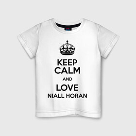 Детская футболка хлопок с принтом Keep calm and love Niall Horan в Екатеринбурге, 100% хлопок | круглый вырез горловины, полуприлегающий силуэт, длина до линии бедер | 1d | keep calm | music | niall horan | one direction | найл хоран