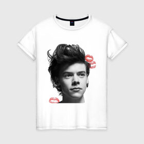 Женская футболка хлопок с принтом Harry Styles в Екатеринбурге, 100% хлопок | прямой крой, круглый вырез горловины, длина до линии бедер, слегка спущенное плечо | 1d | keep calm | music | one direction | гарри стайлс