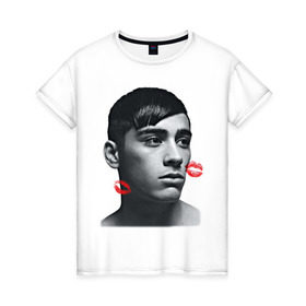Женская футболка хлопок с принтом Zayn Malik в Екатеринбурге, 100% хлопок | прямой крой, круглый вырез горловины, длина до линии бедер, слегка спущенное плечо | 1d | keep calm | kiss | music | one direction | zayn malik | зейн малик | поцелуй