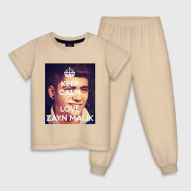 Детская пижама хлопок с принтом Keep calm and love Zayn Malik в Екатеринбурге, 100% хлопок |  брюки и футболка прямого кроя, без карманов, на брюках мягкая резинка на поясе и по низу штанин
 | 1d | keep calm | music | one direction | zayn malik | зейн малик