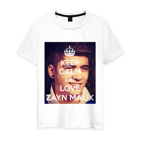 Мужская футболка хлопок с принтом Keep calm and love Zayn Malik в Екатеринбурге, 100% хлопок | прямой крой, круглый вырез горловины, длина до линии бедер, слегка спущенное плечо. | 1d | keep calm | music | one direction | zayn malik | зейн малик
