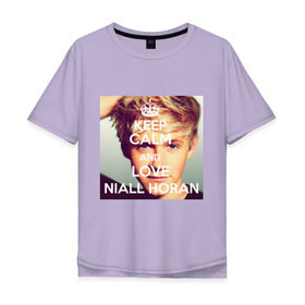 Мужская футболка хлопок Oversize с принтом Keep calm and love Niall Horan в Екатеринбурге, 100% хлопок | свободный крой, круглый ворот, “спинка” длиннее передней части | 1d | keep calm | music | niall horan | one direction | найл хоран