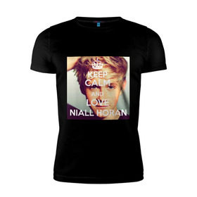 Мужская футболка премиум с принтом Keep calm and love Niall Horan в Екатеринбурге, 92% хлопок, 8% лайкра | приталенный силуэт, круглый вырез ворота, длина до линии бедра, короткий рукав | 1d | keep calm | music | niall horan | one direction | найл хоран
