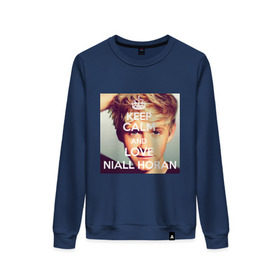 Женский свитшот хлопок с принтом Keep calm and love Niall Horan в Екатеринбурге, 100% хлопок | прямой крой, круглый вырез, на манжетах и по низу широкая трикотажная резинка  | 1d | keep calm | music | niall horan | one direction | найл хоран