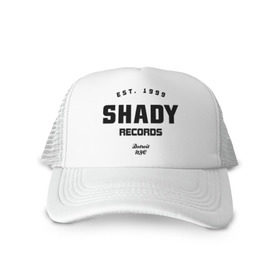 Кепка тракер с сеткой с принтом Shady records в Екатеринбурге, трикотажное полотно; задняя часть — сетка | длинный козырек, универсальный размер, пластиковая застежка | Тематика изображения на принте: хип хоп