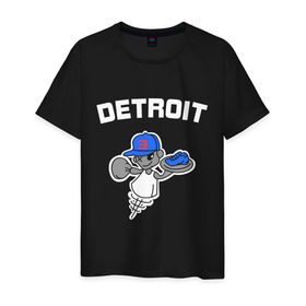 Мужская футболка хлопок с принтом Detroit в Екатеринбурге, 100% хлопок | прямой крой, круглый вырез горловины, длина до линии бедер, слегка спущенное плечо. | хип хоп