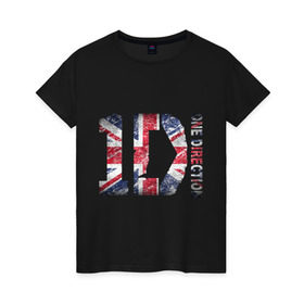 Женская футболка хлопок с принтом 1D в Екатеринбурге, 100% хлопок | прямой крой, круглый вырез горловины, длина до линии бедер, слегка спущенное плечо | 1d | british flag | flag | keep calm | music | one direction | британский флаг | флаг