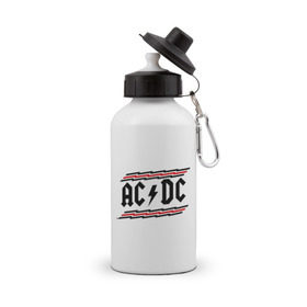 Бутылка спортивная с принтом ACDC в Екатеринбурге, металл | емкость — 500 мл, в комплекте две пластиковые крышки и карабин для крепления | acdc | rock | блюз рок | рок | рок группа | рок н ролл | хард рок | эйсидиси