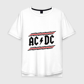 Мужская футболка хлопок Oversize с принтом ACDC в Екатеринбурге, 100% хлопок | свободный крой, круглый ворот, “спинка” длиннее передней части | acdc | rock | блюз рок | рок | рок группа | рок н ролл | хард рок | эйсидиси