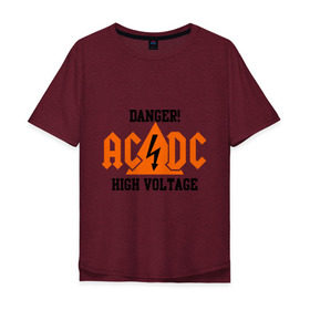 Мужская футболка хлопок Oversize с принтом ADCD high voltage в Екатеринбурге, 100% хлопок | свободный крой, круглый ворот, “спинка” длиннее передней части | acdc | rock | блюз рок | рок | рок группа | рок н ролл | хард рок | эйсидиси