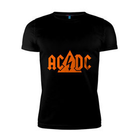Мужская футболка премиум с принтом ADCD high voltage в Екатеринбурге, 92% хлопок, 8% лайкра | приталенный силуэт, круглый вырез ворота, длина до линии бедра, короткий рукав | Тематика изображения на принте: acdc | rock | блюз рок | рок | рок группа | рок н ролл | хард рок | эйсидиси