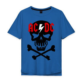 Мужская футболка хлопок Oversize с принтом ACDC skull в Екатеринбурге, 100% хлопок | свободный крой, круглый ворот, “спинка” длиннее передней части | acdc | rock | блюз рок | рок | рок группа | рок н ролл | хард рок | эйсидиси
