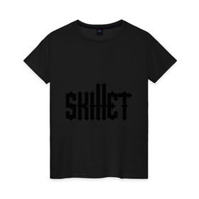 Женская футболка хлопок с принтом Skillet в Екатеринбурге, 100% хлопок | прямой крой, круглый вырез горловины, длина до линии бедер, слегка спущенное плечо | 