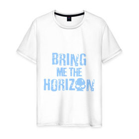 Мужская футболка хлопок с принтом Bring me the horizon череп в Екатеринбурге, 100% хлопок | прямой крой, круглый вырез горловины, длина до линии бедер, слегка спущенное плечо. | bmth | bring me the horizon | hardcore | kubana 2014 | rock | дэткор | музыка | рок | рок группы | череп | черепок