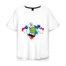 Мужская футболка хлопок Oversize с принтом Графитюлька в Екатеринбурге, 100% хлопок | свободный крой, круглый ворот, “спинка” длиннее передней части | баллончик | графити | граффити | краски | прикольные картинки | рисунок