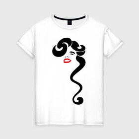 Женская футболка хлопок с принтом Краса, длинная коса в Екатеринбурге, 100% хлопок | прямой крой, круглый вырез горловины, длина до линии бедер, слегка спущенное плечо | 