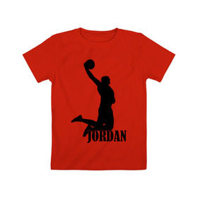 Детская футболка хлопок с принтом Michael Jordan. в Екатеринбурге, 100% хлопок | круглый вырез горловины, полуприлегающий силуэт, длина до линии бедер | basketball | баскетбол | джордан | майкл джордан | спорт